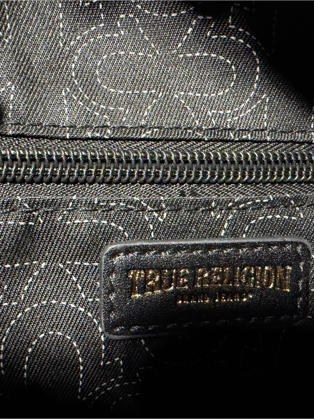 True Religion Black Studded Shoulder Bag with Gold Plaque - Picture 4 of 7